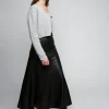 Black Leather Paneled Maxi Skirt