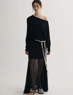 Black Semi Sheer Tube Skirt