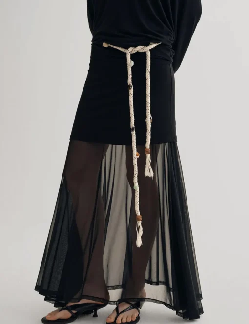 Black Semi Sheer Tube Skirt