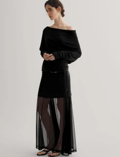 Black Semi Sheer Tube Skirt