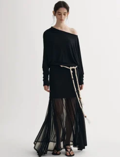 Black Semi Sheer Tube Skirt