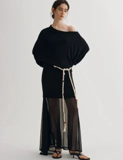 Black Semi Sheer Tube Skirt