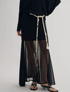 Black Semi Sheer Tube Skirt