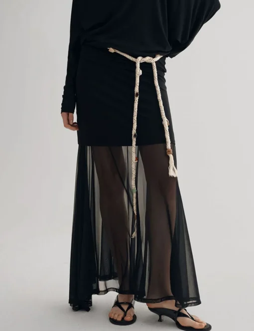 Black Semi Sheer Tube Skirt