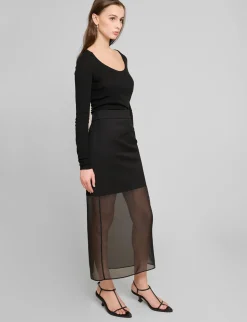 Black Sheer Bottom Skirt