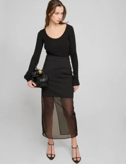 Black Sheer Bottom Skirt