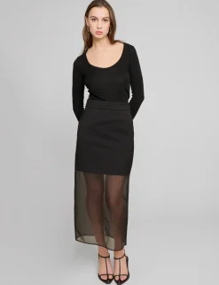 Black Sheer Bottom Skirt