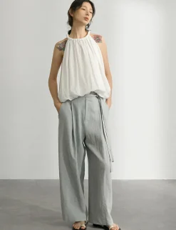 Braided Halter Puff Top in White