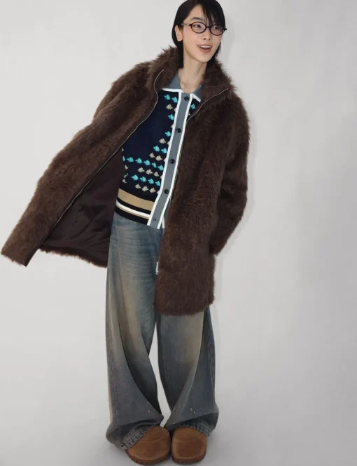 Brown Faux Fur Coat