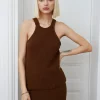 Brown Crochet-Knit Tank