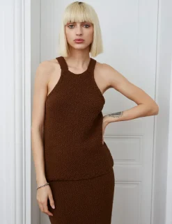 Brown Crochet-Knit Tank