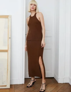 Brown Crochet-Knit Tank