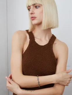 Brown Crochet-Knit Tank