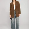 Brown Genuine-Leather Suede Blazer