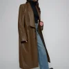 Brown Leather Trench Coat
