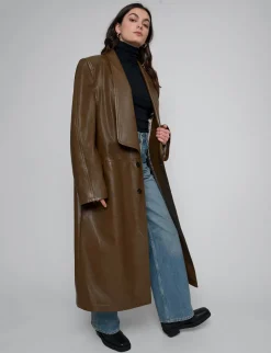 Brown Leather Trench Coat