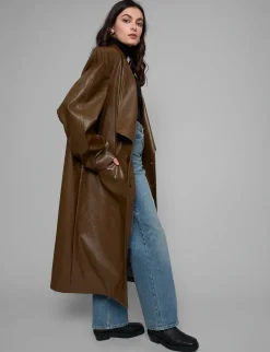 Brown Leather Trench Coat