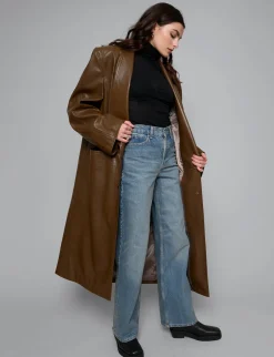 Brown Leather Trench Coat