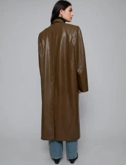 Brown Leather Trench Coat