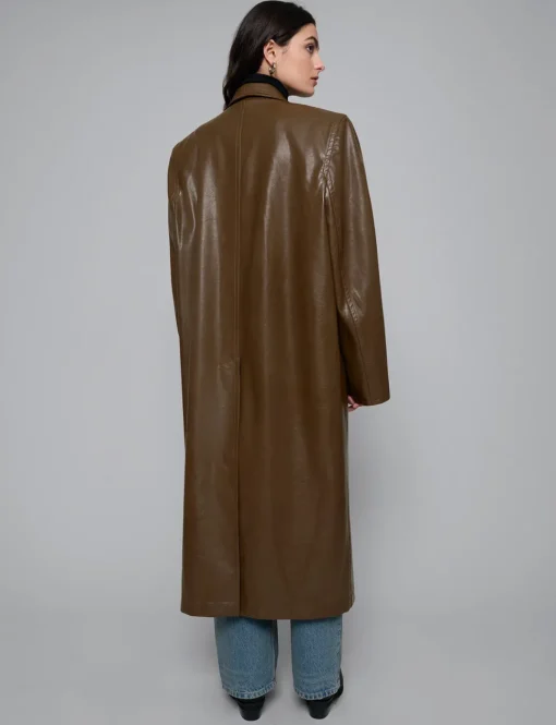 Brown Leather Trench Coat