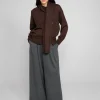 Brown Scarf Button Sweater