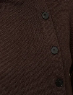 Brown Scarf Button Sweater