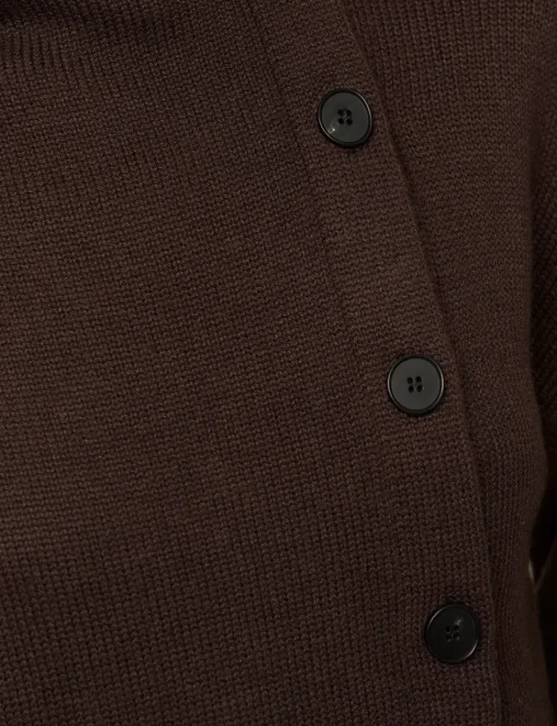 Brown Scarf Button Sweater