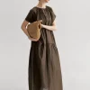 Brown Semi-Sheer Tier Dress