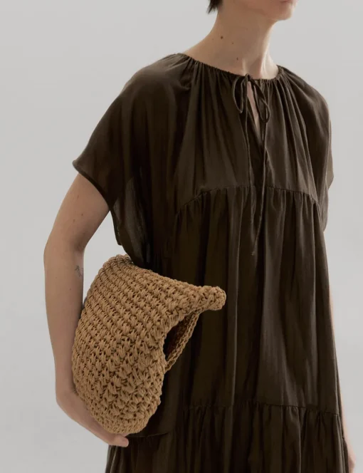 Brown Semi-Sheer Tier Dress