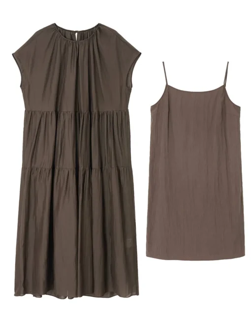 Brown Semi-Sheer Tier Dress