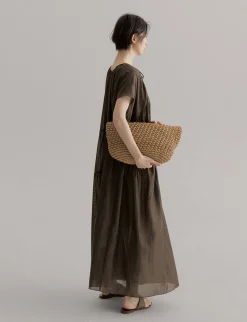 Brown Semi-Sheer Tier Dress