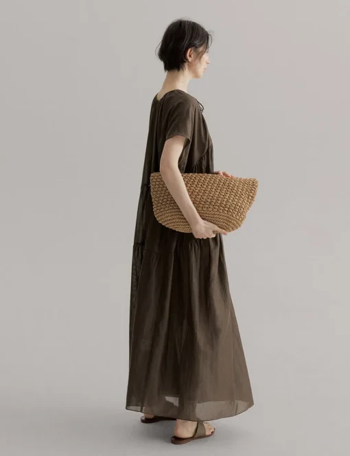 Brown Semi-Sheer Tier Dress