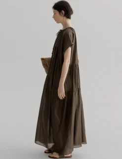 Brown Semi-Sheer Tier Dress