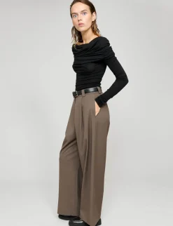 Brown Wide-Leg Pants