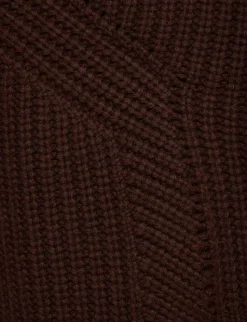 Brown Zip Funnel Neck Sweater