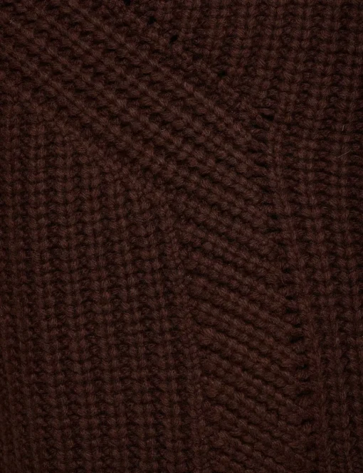 Brown Zip Funnel Neck Sweater