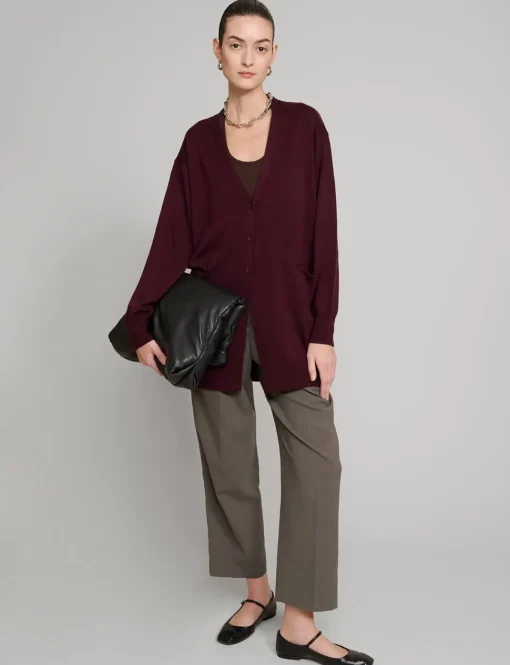 Burgundy Long Cardigan