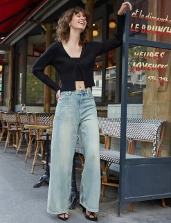 Carson Wide-Leg Faded Jeans