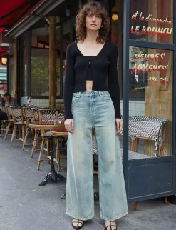 Carson Wide-Leg Faded Jeans