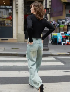 Carson Wide-Leg Faded Jeans