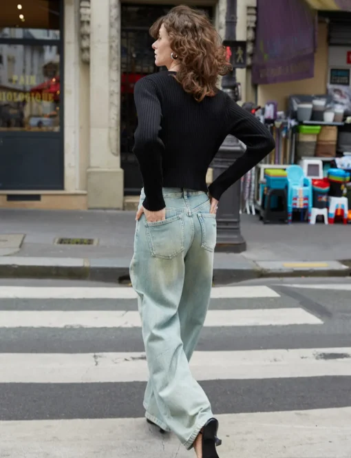 Carson Wide-Leg Faded Jeans