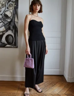 Cass Knit Bustier Top in Black-BESTSELLER