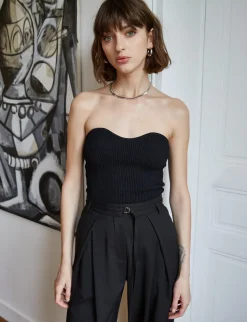 Cass Knit Bustier Top in Black-BESTSELLER