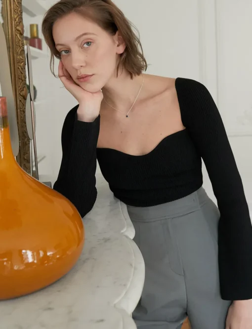 Chiara Knit Bustier Top in Black