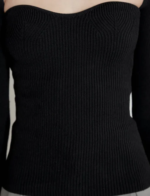 Chiara Knit Bustier Top in Black