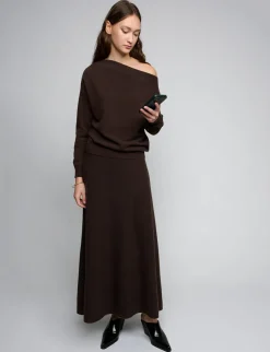 Chocolate Knit Maxi Skirt