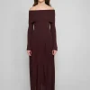 Chocolate Knit-Waist Midi Skirt