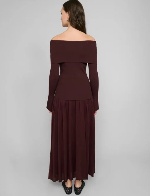 Chocolate Knit-Waist Midi Skirt