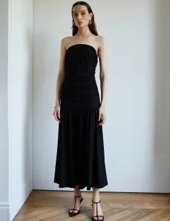 Claudia Ruched Strapless Maxi Dress