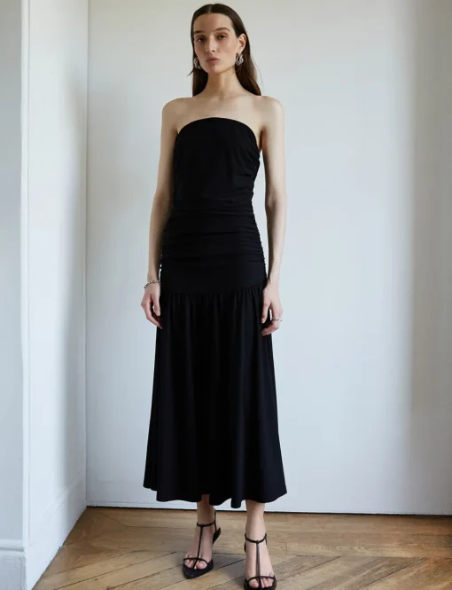Claudia Ruched Strapless Maxi Dress